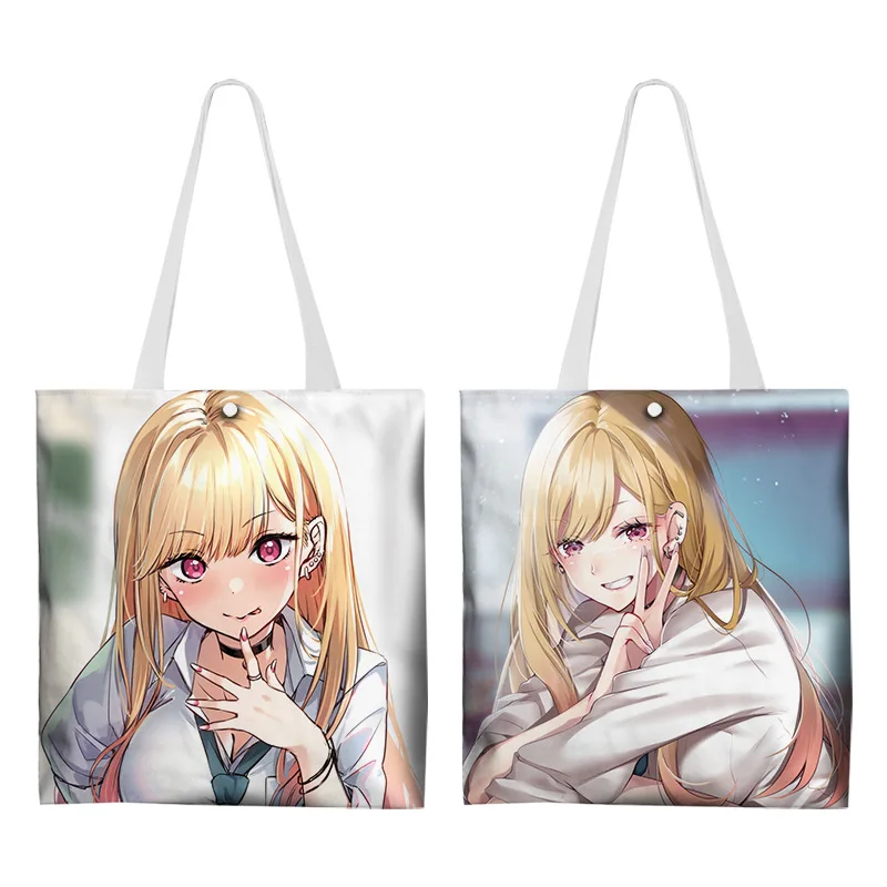 

DICHOS Women's Canvas Handbags Japanese styl print paintin large capacity Colorful Shoulder Bag Eco Reusable retro Shopping Bag