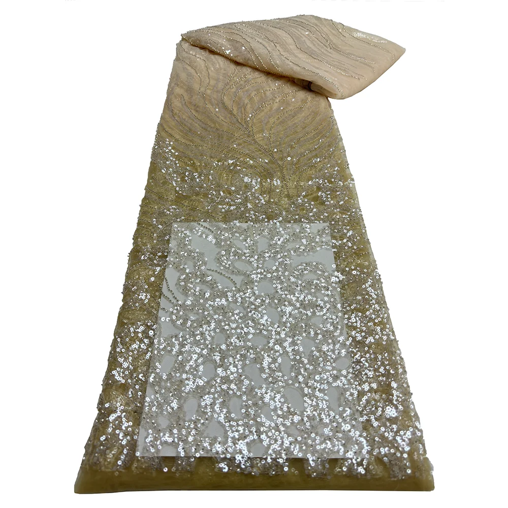 Африканские блестки бисерные кружевные ткани 2024 высококачественное кружево 5