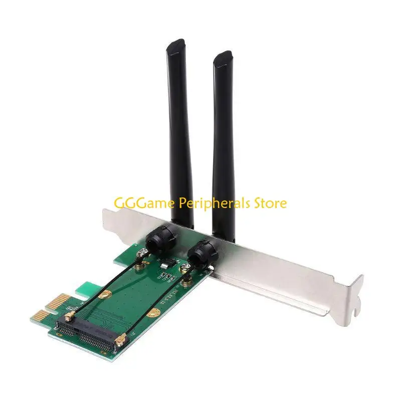 Фото U55B Беспроводная сетевая карта Wi-Fi Mini PCIE-PCI-E 1X Настольный WIFI-адаптер для компьютера с 2 антеннами №4