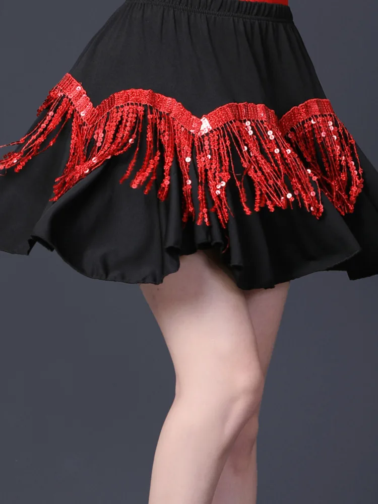 Юбка женская с бахромой соблазнительный черный ассиметричный костюм для