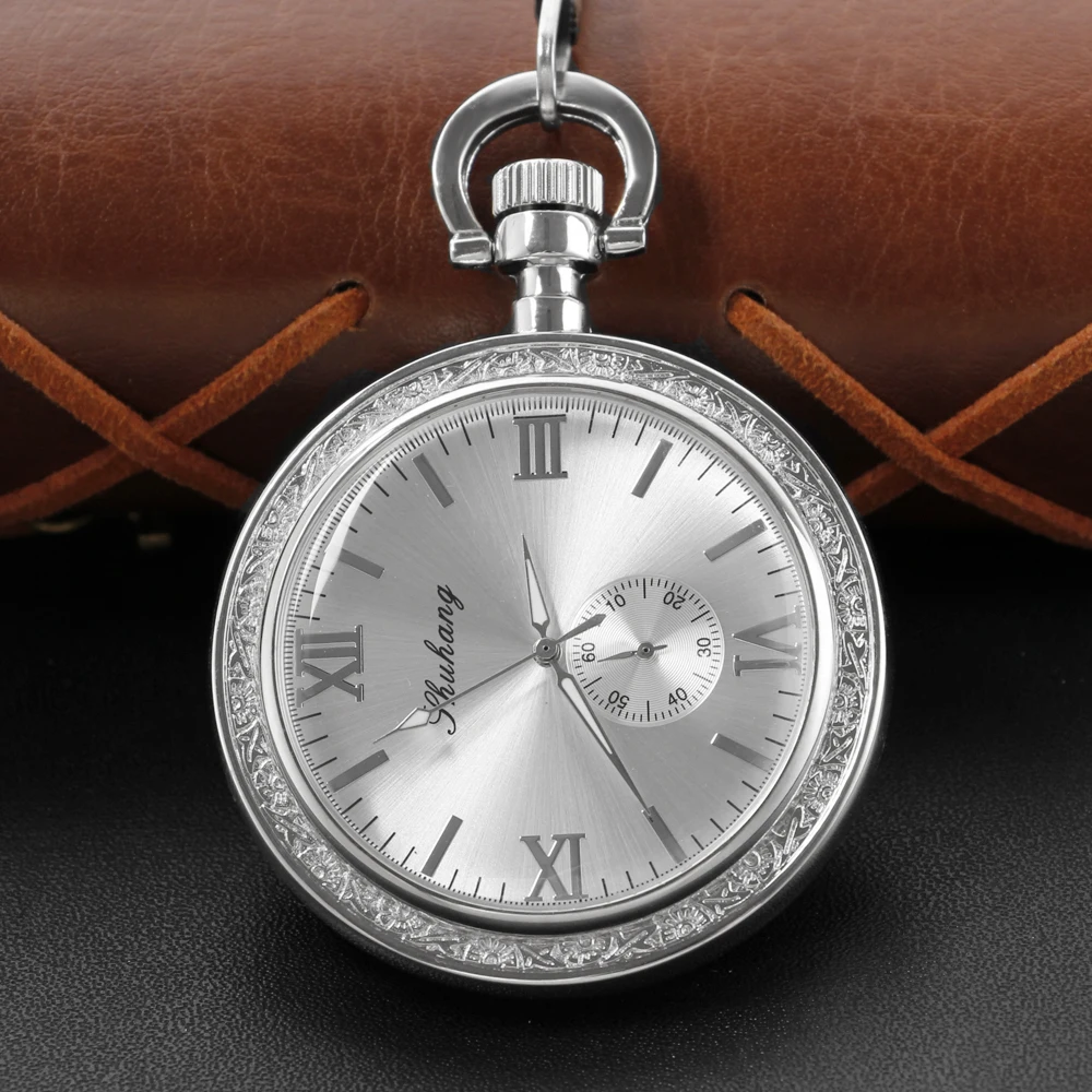 New Classic Timing Code Mechanical Pocket Watch with Fob Chain Men's Roman Digital Dial Fashion Pocket Watch Gift