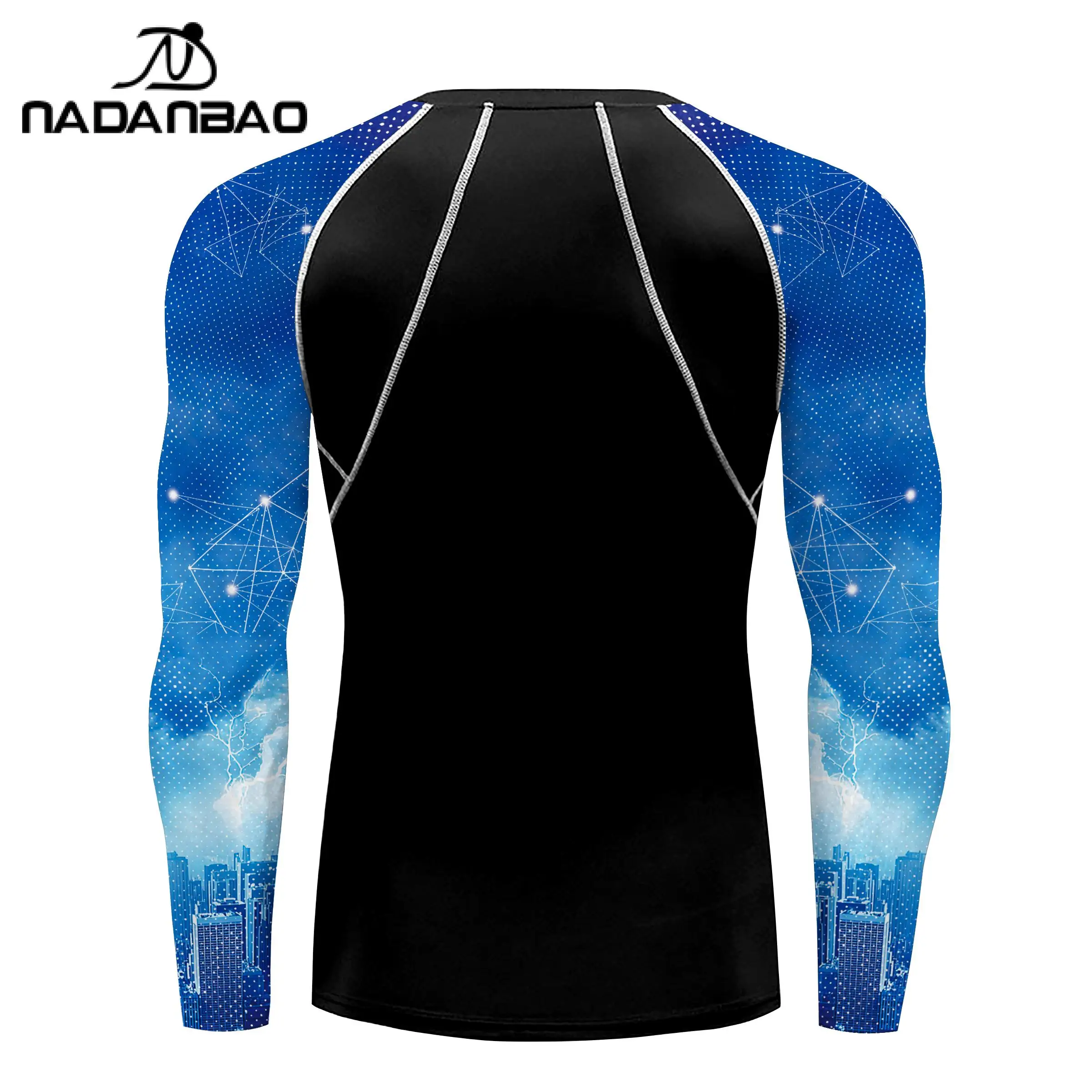 NADANBAO  Long Sleeve Surfing Rash Guard Swimwear Beach Wear Men Printed Bathing Shirts Swimming Sun Protection Breathable Tops
