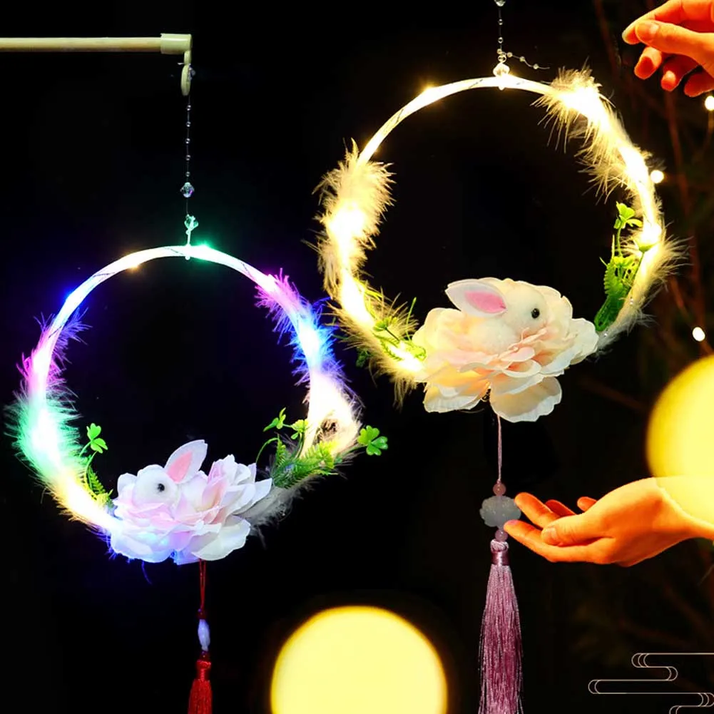 

Tang Jade Rabbit Lotus Lantern Diy Luminous Rabbit Lantern Han Children's Lantern Babyshower Linternas Lampion Wedding 2023 New