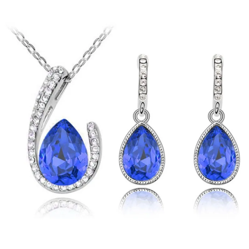 Австрийский кристалл слеза воды Чешский AAAA + стразы ожерелье серьги подвеска