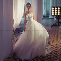 high quality a line wedding dresses draped boat neck strapless shirred open back 2022 summer floor length gowns robe de ma