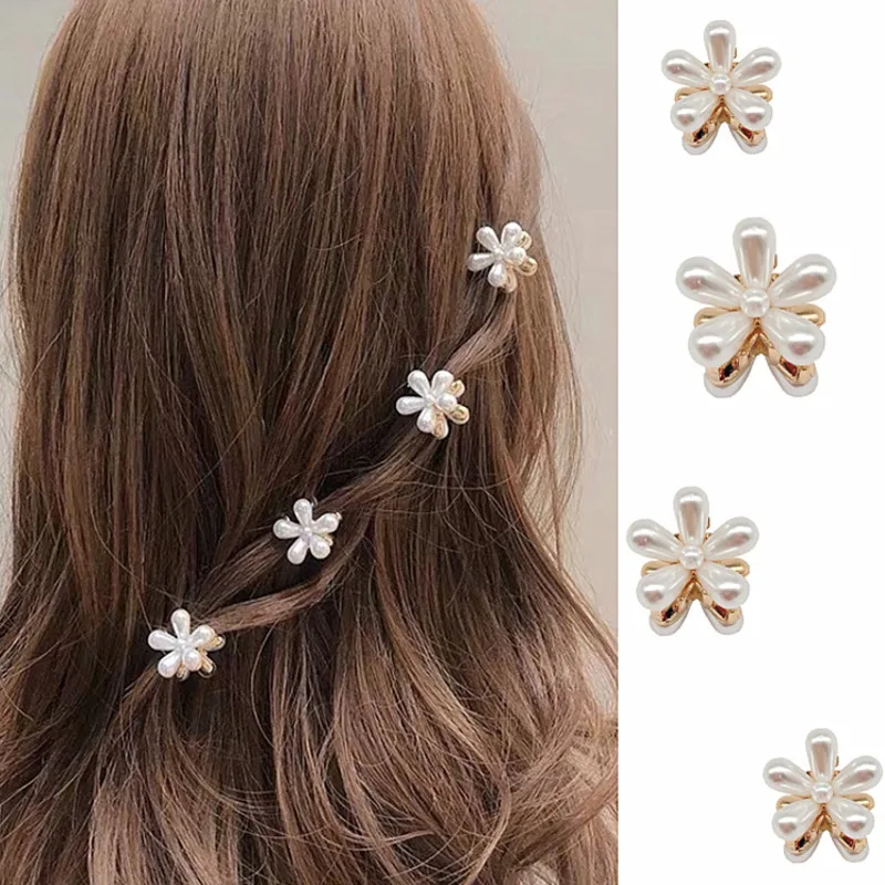 

5 Pcs Pearl Mini HairClaw Gold Crabs For Women Fresh Hairpin Small Daisy Flower Hair Clip Metal Hairgrips Headwear Newest