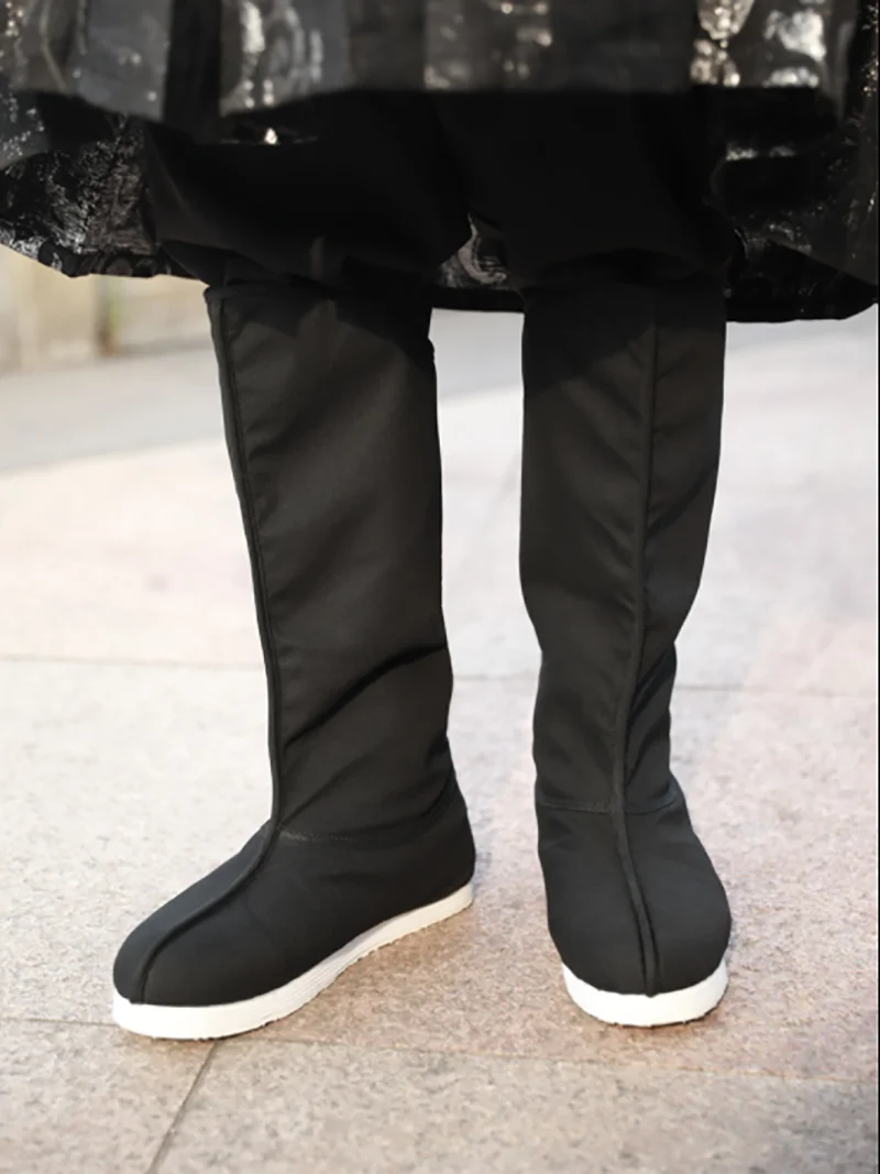 

Hanfu Shoes Men&Women Chinese Traditional Hanfu Bow Boots Couples Black Hanfu Soap Boots Plus Size 46# For Men Women