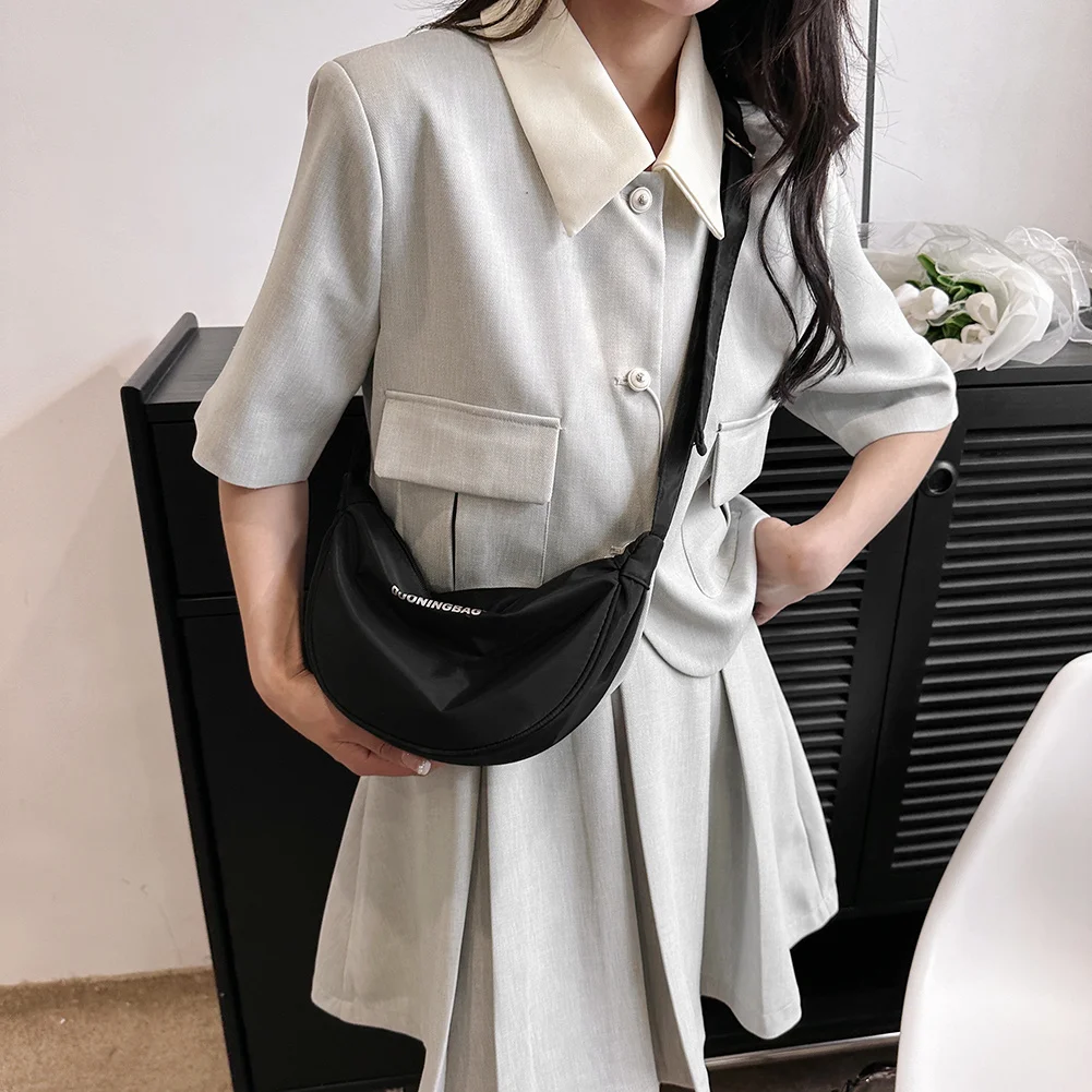 

Сумка на плечо в стиле Харадзюку, простой саквояж для покупок, однотонный мессенджер, повседневные мягкие нейлоновые дамские сумочки через плечо