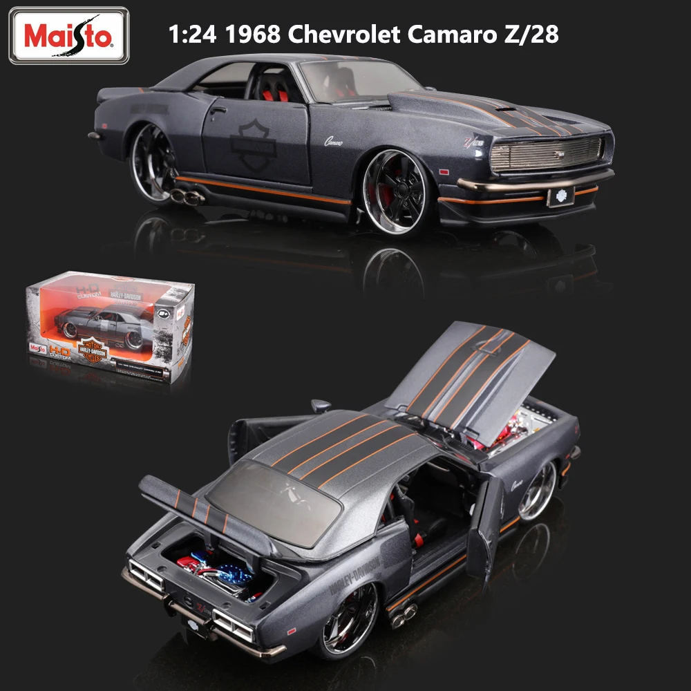 

Винтажный автомобиль Maisto Chevrolet Camaro Z/28 1968 1:24, литой автомобиль из сплава, Коллекционная модель, игрушка, украшение для взрослых и детей