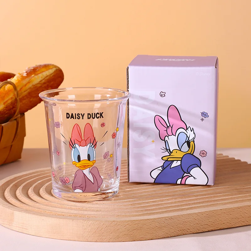 em ze szkła Disney 400 ml naczynia do picia Cartoon Children Milk Mug Kitchen Glasses Transprant Cute Print Tumbler Cups Friend Gift