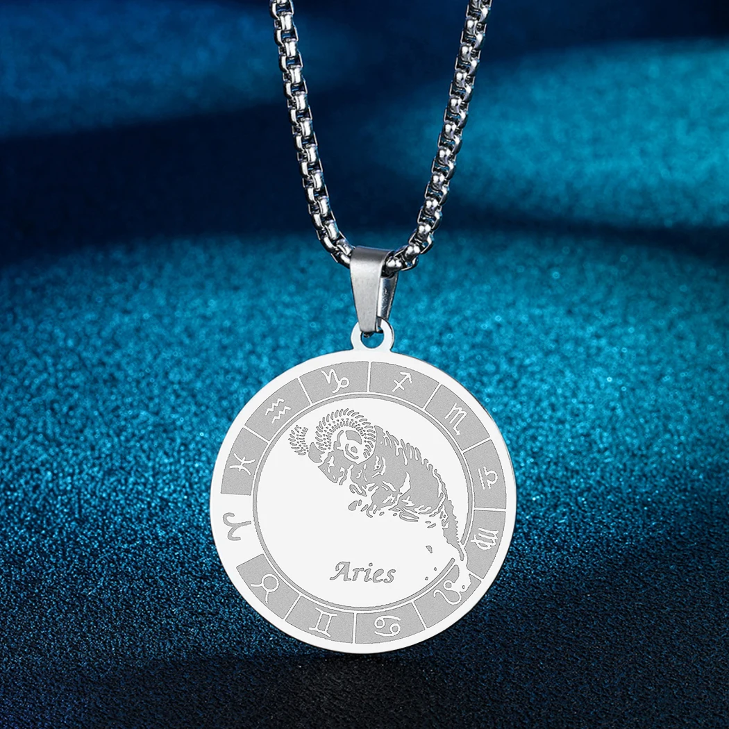

Aries Zodiac Sign Pendant Necklace For Women 12 Constellation Aries Jewelry Choker Charm Chain Birthday Gift Female Collar