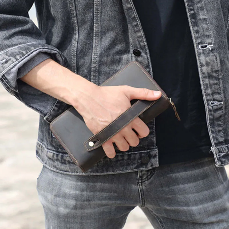 

AETOO, искусственная кожа, сумка crazy horse, женская сумка, Длинный кошелек под руку, сумка для карт, сумка для ключей, сигарета