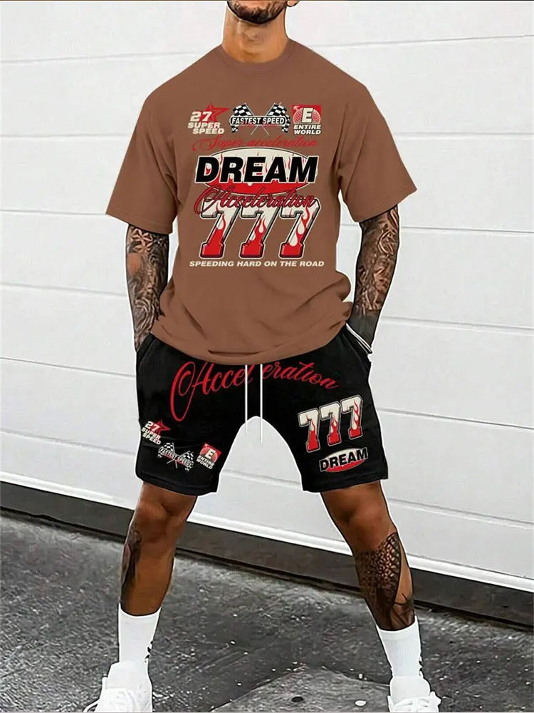 Летняя мужская футболка уличный комплект с короткими рукавами в стиле поп