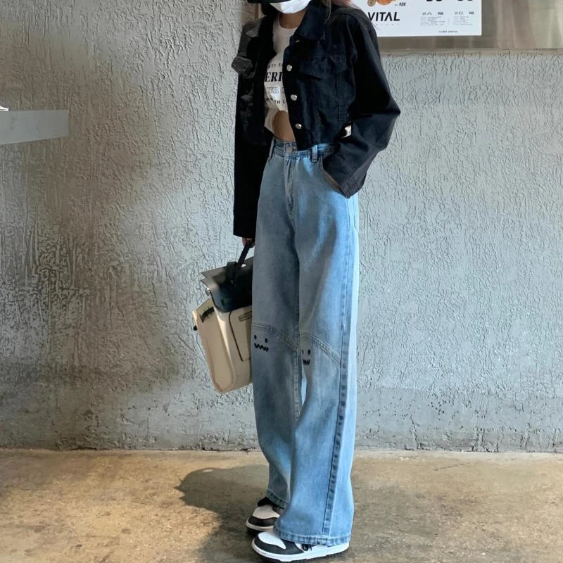 High Waist Jeans Women Y2K Korean 
