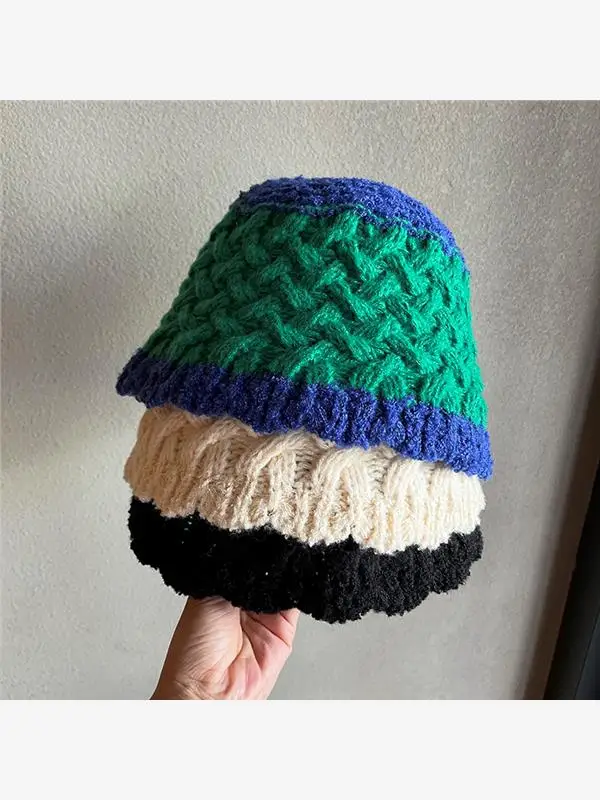 Южная Корея Ins контрастного цвета закрученная шапка для бассейна осенне-зимняя