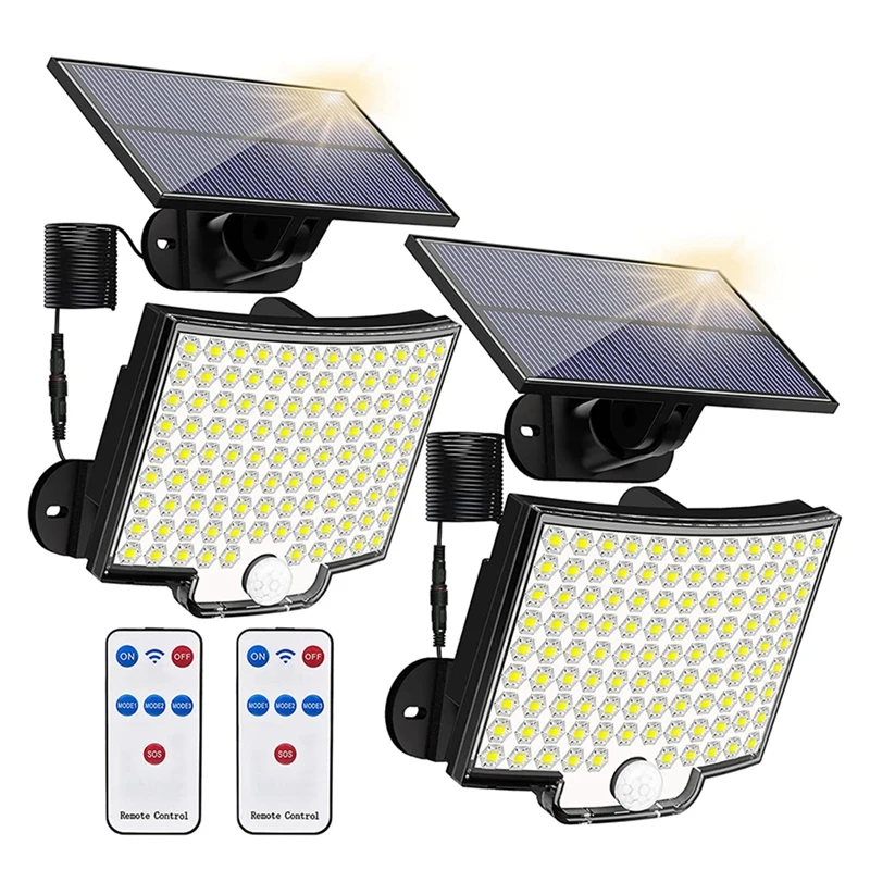 

2 Set Solar Outdoor Lights Motion Sensor Garden Wall Lamp With 106 LED Solar Flood Lights For Outside