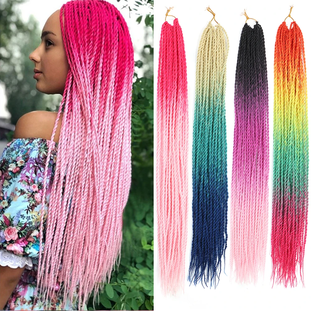 HAIRSTAR Senegalese Twist Crochet Braids24 inch 30 Roots/pack Braiding Hair for Women yellow,pink,green