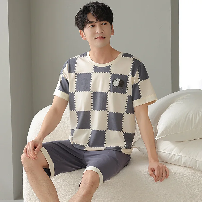 New Pajamas for Couples Matching Summer Pure Cotton Short-sleeved Shorts Home Service Suits Can Be Worn Outside Soft and Casual