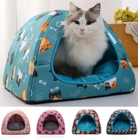 warm cat bed tent small dogs kittens house pet basket cushion cat sleeping pillow mat puppy lounger soft nest cave cats beds