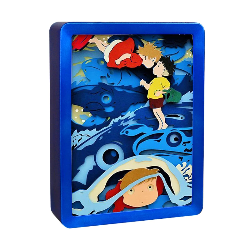 Anime Light Box Color Paper Carving Night Lamp 3D Shadow Box Frame Custom Table Lamp Led Lights Children'S Room Decoration Gift