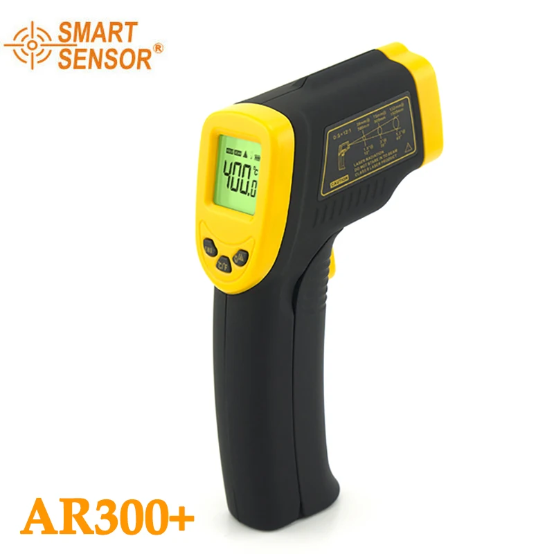 

SMART SENSOR Digital Infrared Thermometer No Contact AR300+ -32~400℃(-26~752℉) Non-Contact IR Laser Point Gun Pyrometer