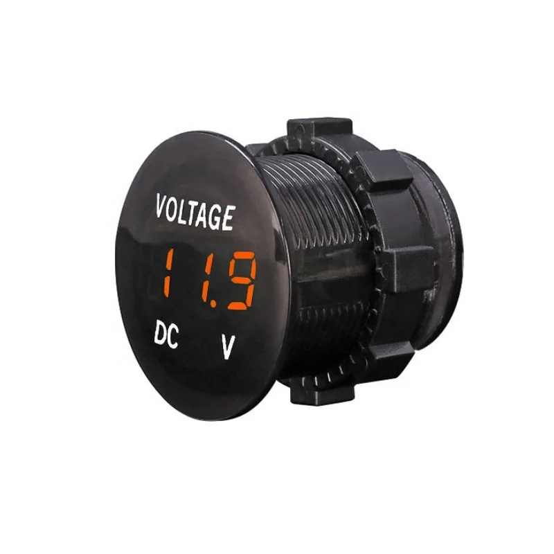 

Автомобильный Вольтметр постоянного тока 12 В 24 В, светодиодный цифровой вольтметр, измеритель напряжения с круглой панелью, цифровой измер...