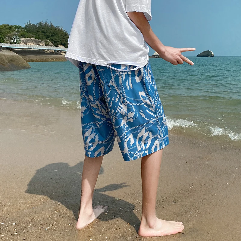 

22SS New Male Fashion Casual Shorts Print Elastic Shorts Men Loose Summer Beach Shorts Swim Trunks Shorts Quick Dry