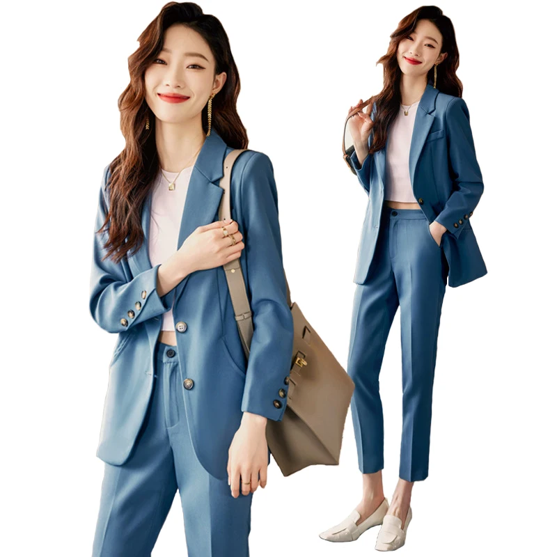 High End Professional Suits Women 2022 New Autumn Fashion Temperament Long Sleeve Slim Blazer And Pants Office Ladies Work Wear