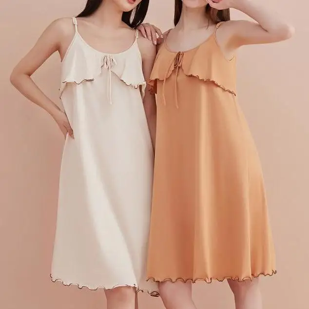 Женская ночная рубашка на подтяжках весна-лето высокая талия корейский стиль