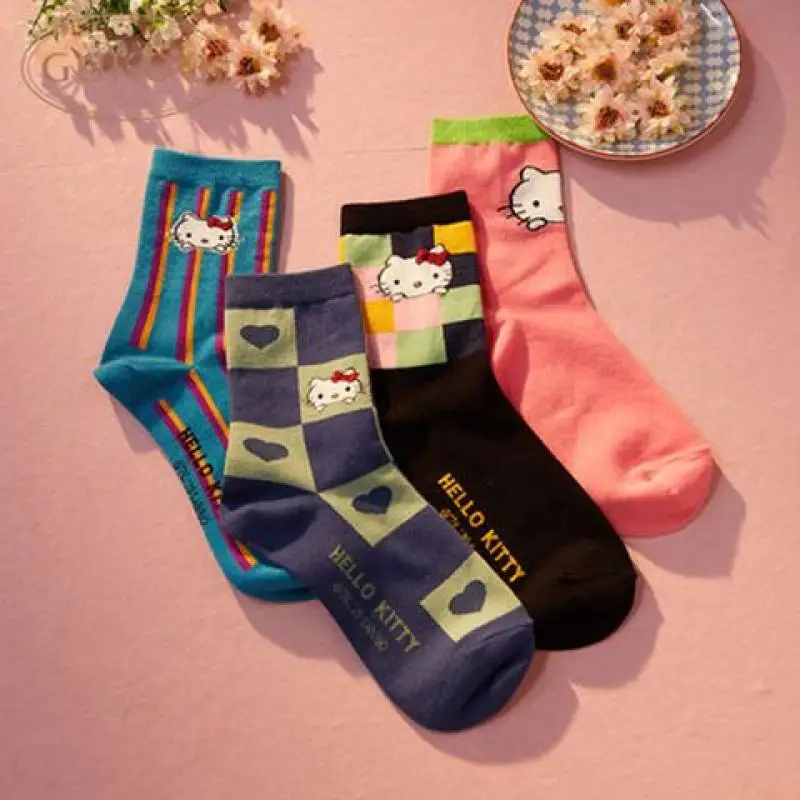 

Hellokittys Kawaii Animation Sanrio Socks Cartoon Cute Kirbys Breathable Sweat-Absorbing Stockings Christmas Best Gift