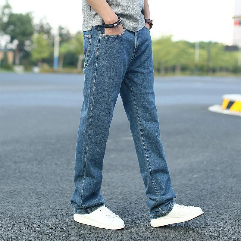 Men's Jeans Loose Casual Straight-leg Trousers Autumn And Winter Thick Style Plus Plus Non-elastic Denim Pants