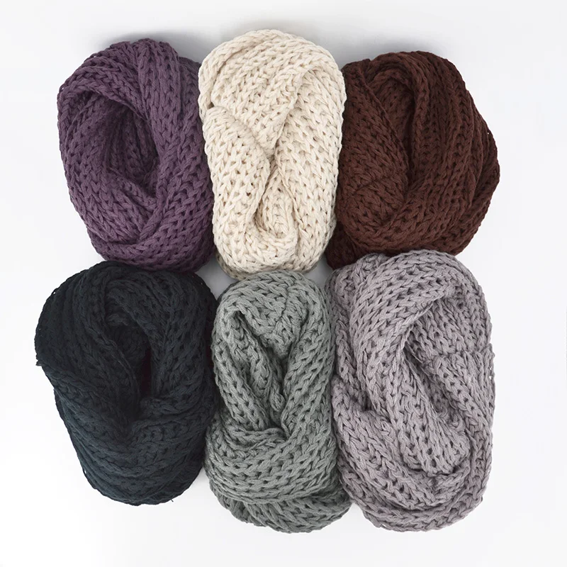 

Knitted Loop Scarf For Men Women Autumn Winter Thick Warm Shawl Warmer Snood Neckerchief Fashion Solid Color O Ring Neck Collar