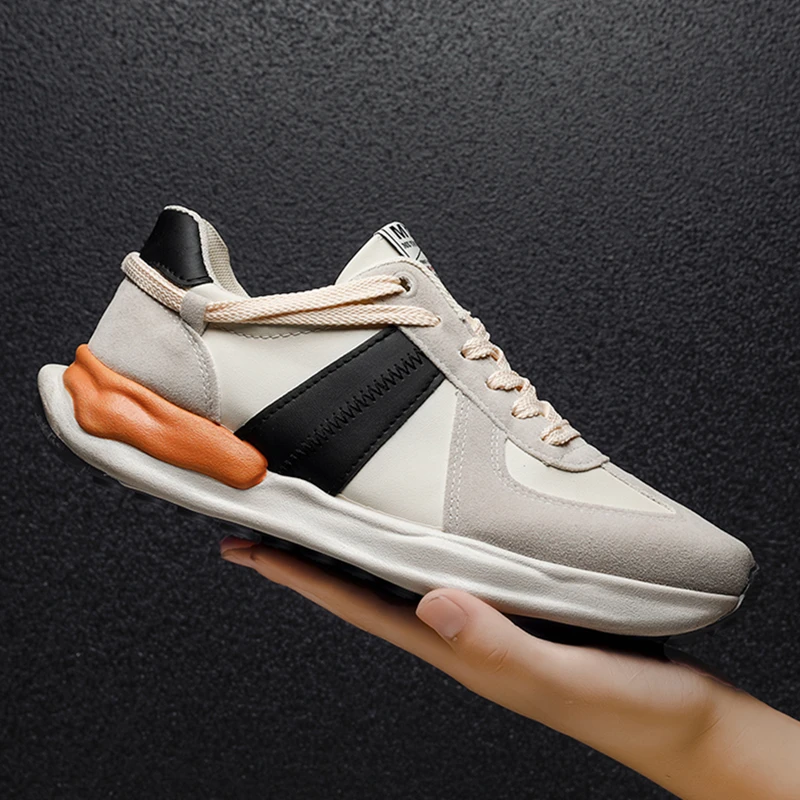 Men's Fashion Sneakers Smiley Mesh Platform Cushioning Running Shoes Color Matching Lace Up Round Toe Male Walking Sport Shoes