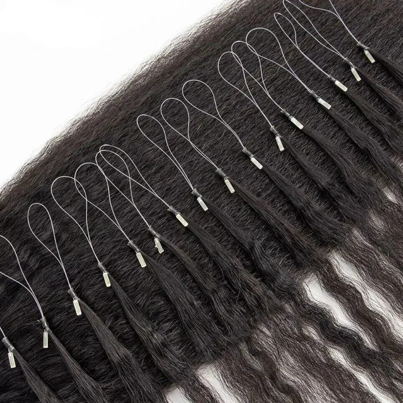 Mrs Hair Kinky Straight Remy Человеческие Волосы Micro-wefts Для Наращивания Мягкие Кератиновые