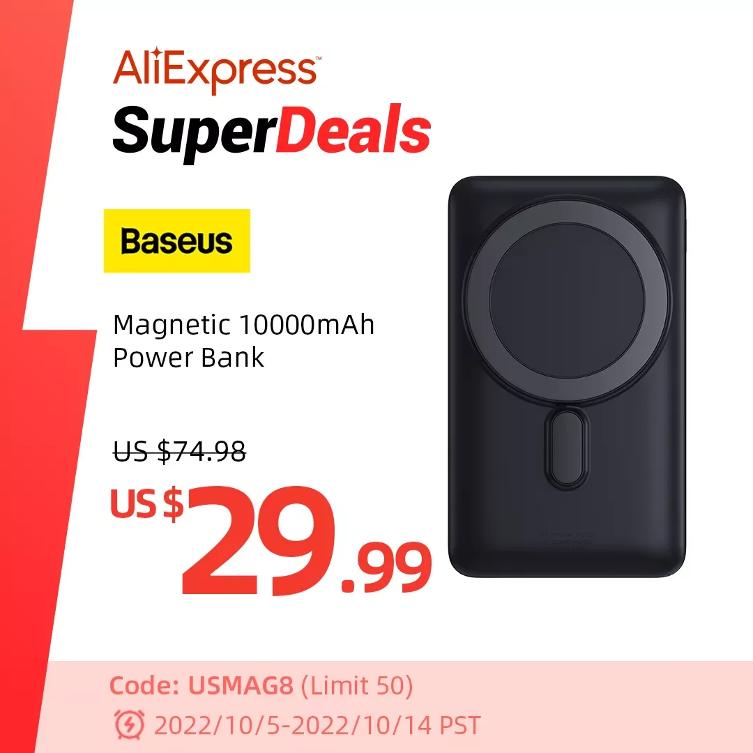 

NEW Baseus 20W Magnetic Wireless Charger Power Bank 10000mAh Wireless Charging External Battery For iPhone 14 13 12 Pro Max