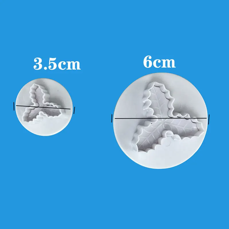 Набор из 2 штук для выпечки своими руками: пластиковый вырубной нож в форме рождественской остролистной сверхушки для куки и тортов - инструмент для тиснения выпечки в домашних условиях.