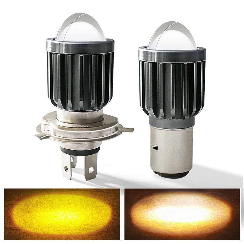 

Small steel cannon H4 dual color high and low beam headlights LED spotlights lens motorcycle lights