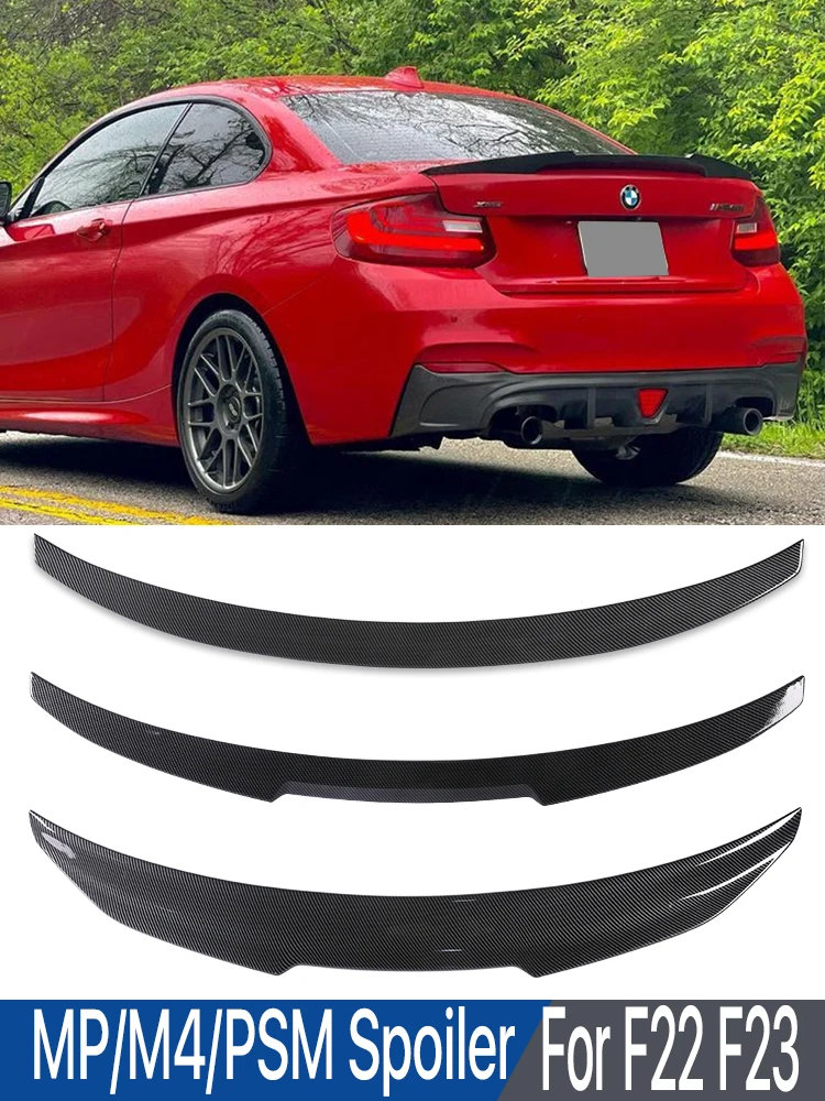 Gloss Black Rear Bumper Lip Trunk Wing Tail Roof Spoiler MP/M4/PSM Style for BMW 2 Series F22 F23 F87 2014 -2021 Carbon Fiber