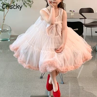criscky fashion girl princess fairy dress tulle child vestido sleeveless pink wedding party birthday tutu dress child clothes