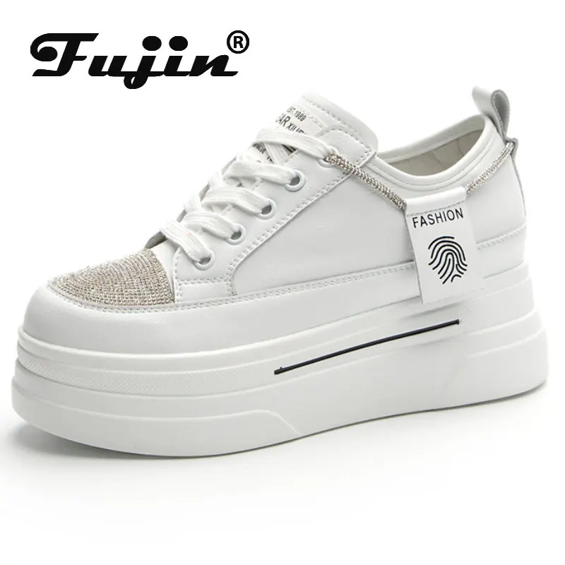 

Fujin 7cm Chunky Sneakers Boots Women New for Autumn Summer Fashion Ankle Platform Wedge Bling Rhinestones Hidden Heels Shoes