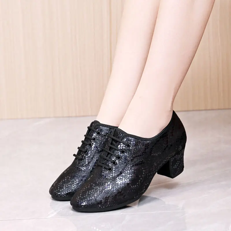 Woman's Latin Dance ShoesTango Salsa Women Ballroom Shoes Modern Waltz Middle Heeled 3cm 5cm Ladies Non-Slip Dancing Sneakers