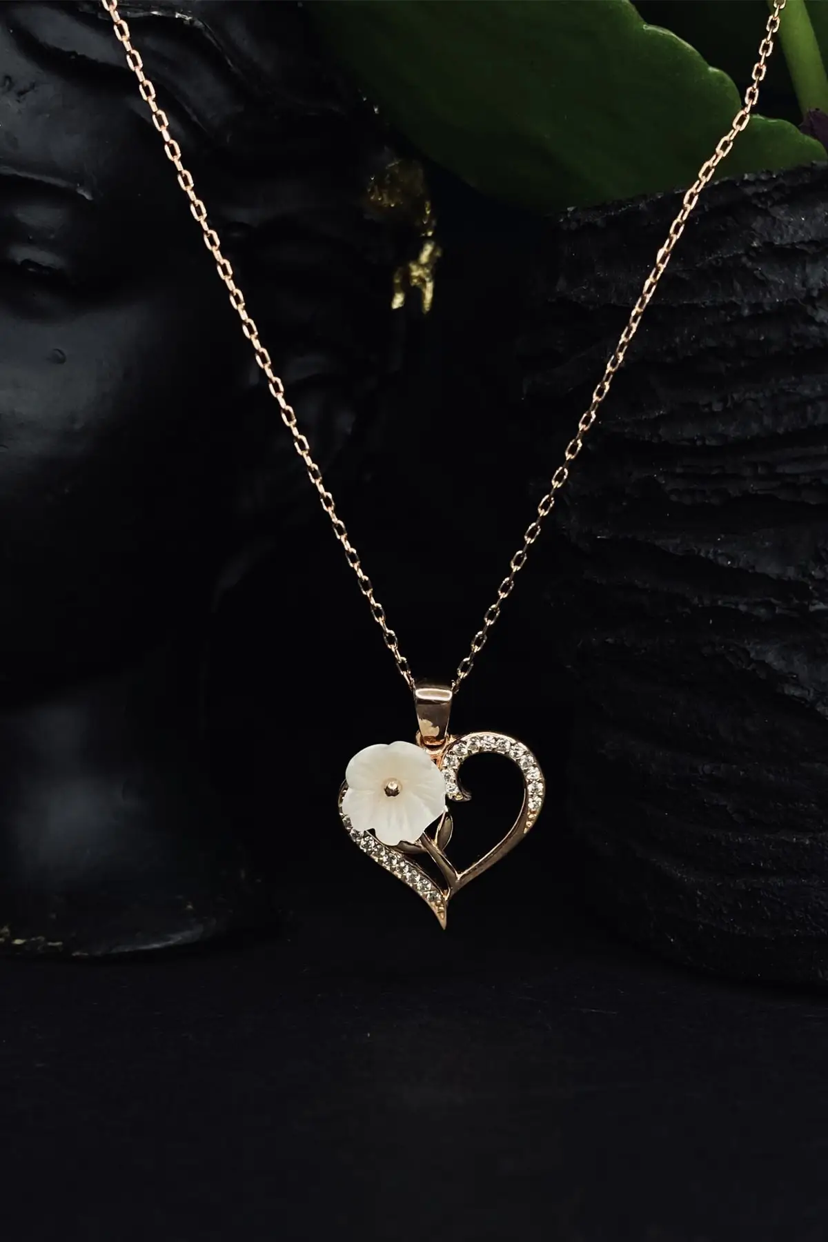 

925 sterling Rose Sterling Silver Heart White Rose Necklace Jewelry & Jewellery Accessory