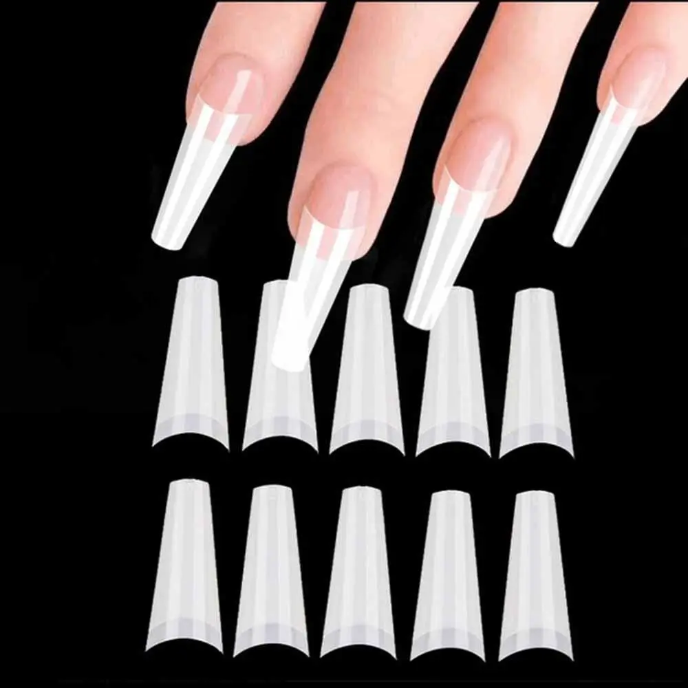 

100Pcs/Bag Clear/White/Natural Acrylic DIY UV Gel Manicure False Nail Tips Half Cover Coffin Fake Nails