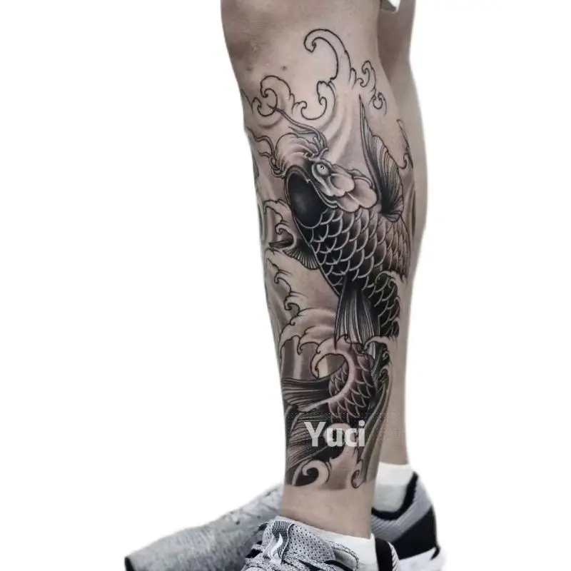 

Тату-наклейка водостойкая с цветами, ногами, рыбами