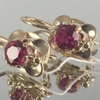 Женские серьги-подвески с золотым Рубином