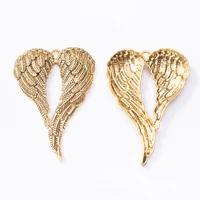 5pcs antique goldsilver color angel wing feather charms pendant 5 colors supplies for necklace jewelry making findings 4668mm