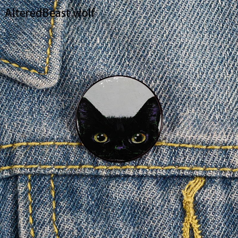 

Black Cat pattern Printed Pin Custom Funny Brooches Shirt Lapel Bag Cute Badge Cartoon enamel pins for Lover Girl Friends