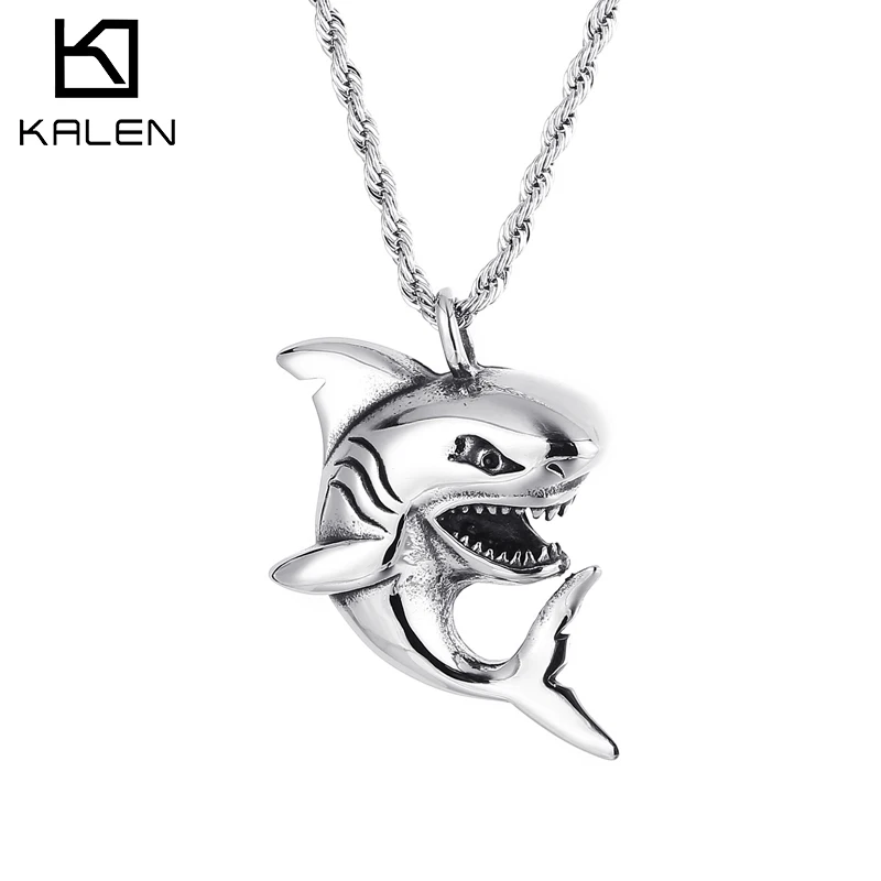 Фото Высококачественное ожерелье Kalen подвеска в форме акулы триколор из нержавеющей