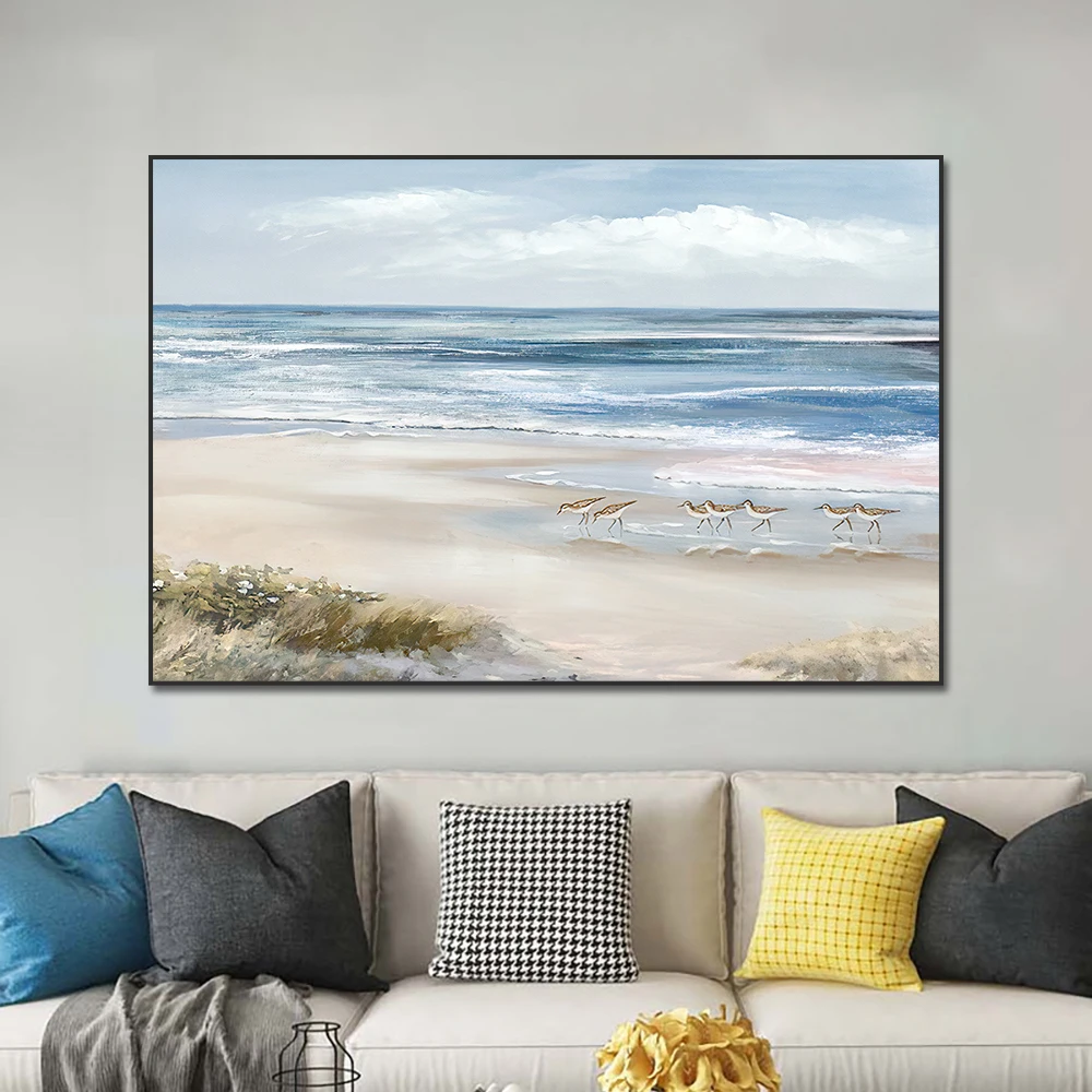 

Абстрактная картина с изображением синего моря и птицы