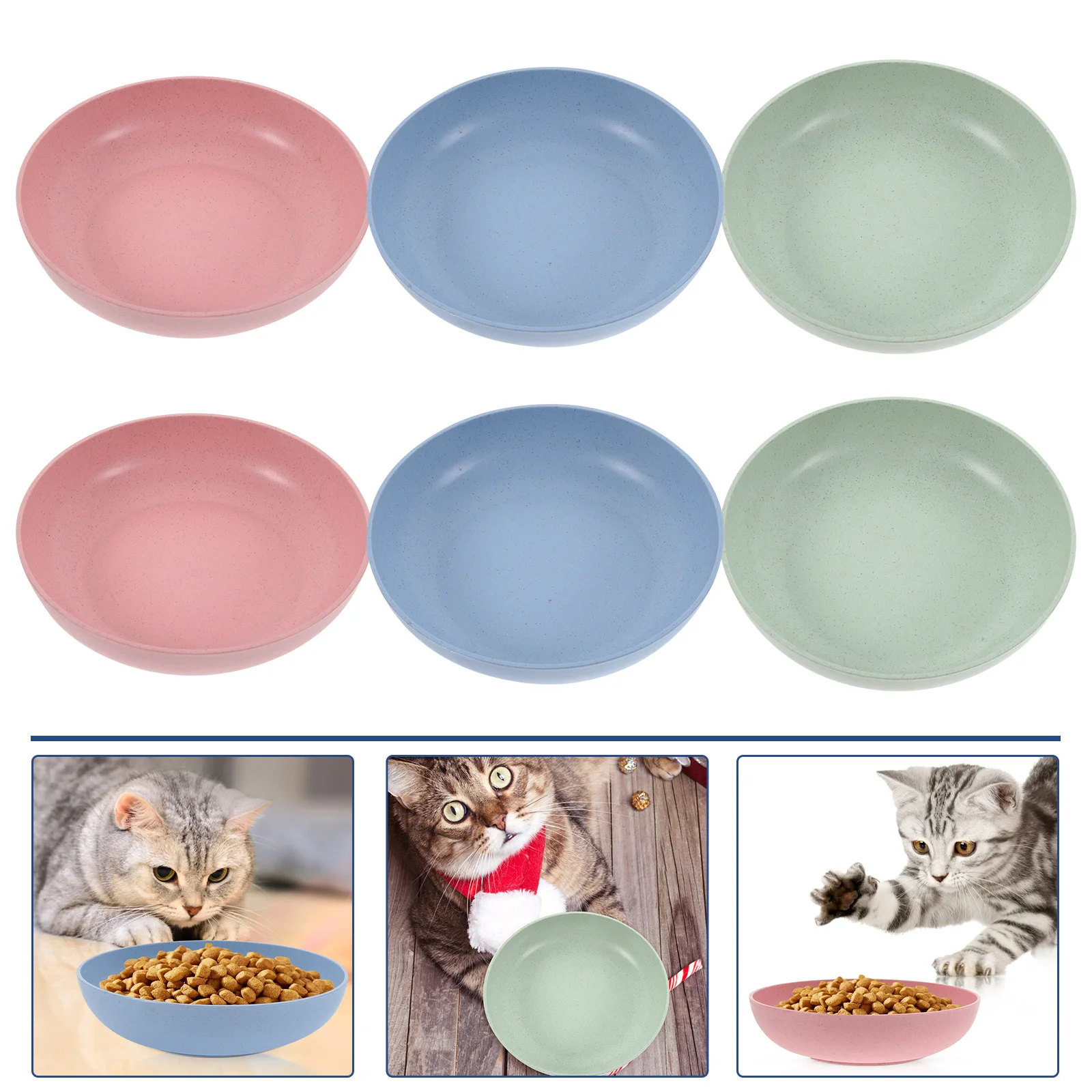 

6pcs Delicate Cat Bowls Plastic Cat Pet Bowls Practical Cat Food Bowls for Home
